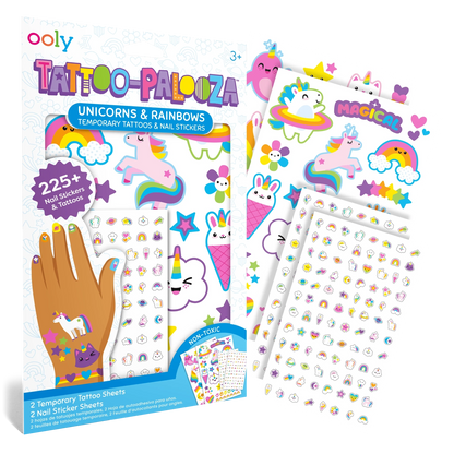 Tattoo Palooza: Temporary Tattoos + Nail Stickers (Unicorns)